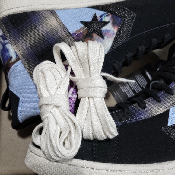 Converse Pro Leather Hi Oubre JR Mens Size 10 Patchwork Suede Black Purple Shoes - Picture 7 of 7